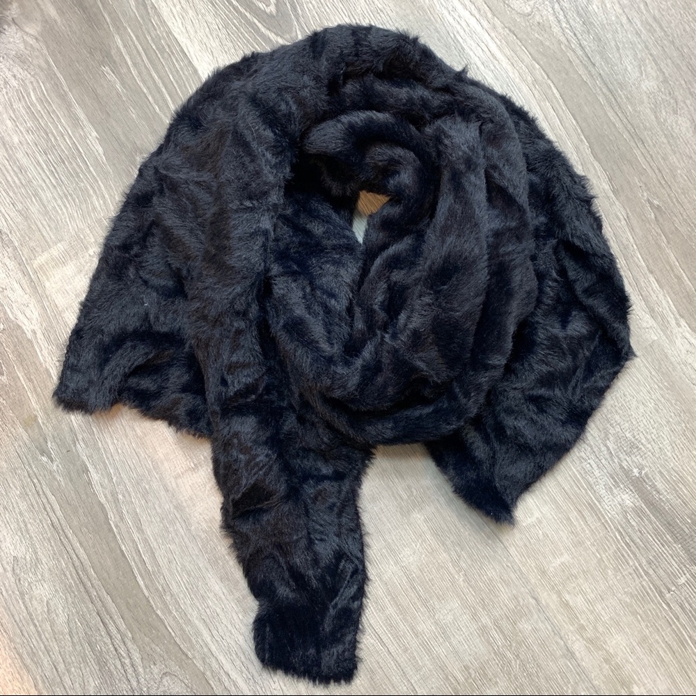 UO // black fuzzy furry scarf